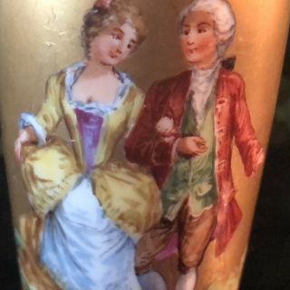 Lovely Antique Royal Vienna ? Porcelain Vase With Portraits of Courting Couples 4