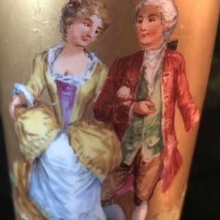 Lovely Antique Royal Vienna ? Porcelain Vase With Portraits of Courting Couples 5