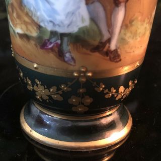 Lovely Antique Royal Vienna ? Porcelain Vase With Portraits of Courting Couples 6