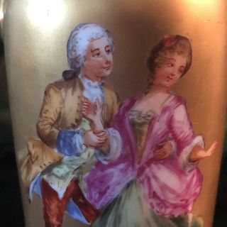 Lovely Antique Royal Vienna ? Porcelain Vase With Portraits of Courting Couples 7