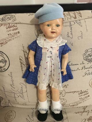 Antique / Vintage 20 " Composition Doll Swivel Head Tin Sleep Eyes Circa: 1920 