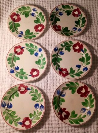 6 Antique Staffordshire Adams Rose 9 " Plates