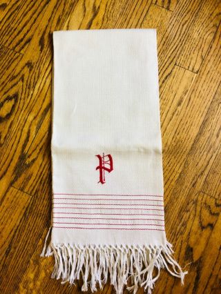 Antique Turkey Red “p” Huck Fringed Towel