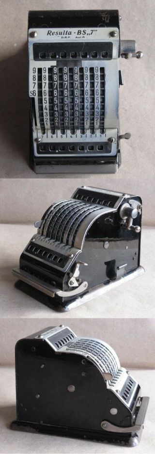 Antique German Desktop Mechanical Toothed - Wheel Calculator Resulta Bs 7 D.  R.  P.