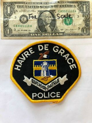 Older Havre De Grace Maryland Police Patch Un - Sewn In Shape