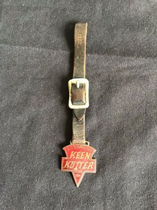 Antique E.  C.  Simmons Keen Kutter Enamel Over Copper Advertising Watch Fob