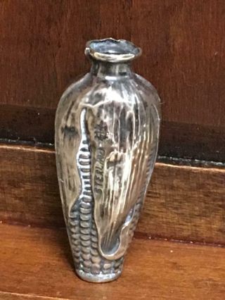 Antique Dollhouse Miniature Sterling Silver Corn Husk Vase