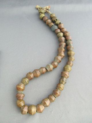Antique Vintage Handmade African Bicone Brass Copper Bead Flapper Necklace