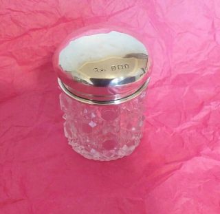 Antique Hallmarked London 1919 Solid Silver Dressing Table Jar / Pot By Wolfsky