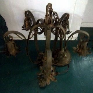 Antique Victorian Cast Iron Five Light Chandelier Ceiling Fixture Ugottac 2