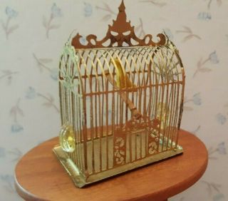 Dolhouse Miniature Vintage Soft Metal Bird Cage By Lew Kummerow,  Igma