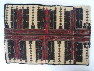 Authentic Antique Ethno Hand Embroidered Apron,  Wool On Hand Made Cotton Fabric,