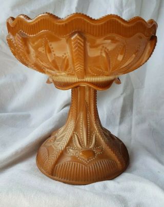 Antique Victorian Greentown Glass Cactus Chocolate Slag Compote C1900 Nr