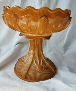 Antique Victorian GREENTOWN Glass CACTUS Chocolate Slag Compote c1900 NR 3