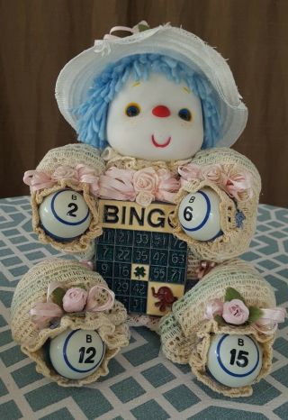 Vintage Handmade Bingo Shelf Sitter Clown Doll