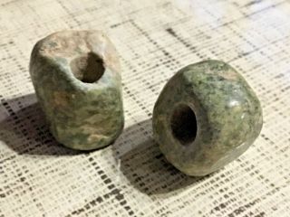 Pre - Columbian Mezcala Culture 2 Jadite Stone Beads/pendent Western Mexico