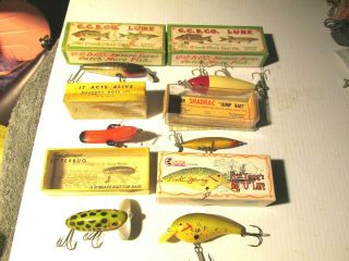 Vintage Fishing Lures Plugs With Boxes Ccbc,  Weber,  Arbogast,  Young,  Mercury