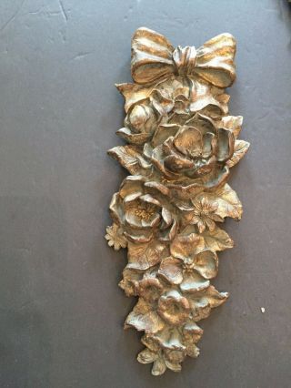 Vintage Chalkware? Hanging Garland And Bow Wall Decor - Lovely