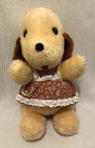 14 " Vintage Animal Fair Plush Stuffed Henry Baby Dog 1977 Henrietta? Dress