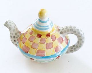 Mackenzie - Childs Rare Ceramic Miniature Light Topper Lamp Finial Teapot