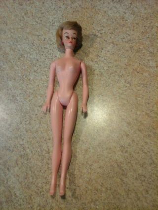 Vintage Fashion Doll Plastic Molded Barbie Clone Ash Blonde Bob 1960s