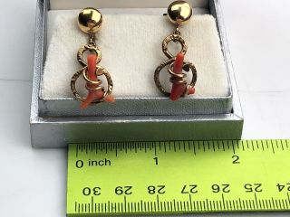 ANTIQUE VICTORIAN 12K GF AND RED CORAL EARRINGS 2