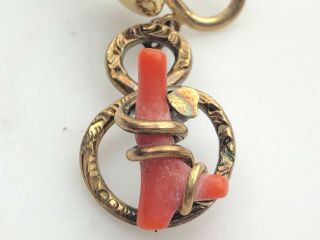 ANTIQUE VICTORIAN 12K GF AND RED CORAL EARRINGS 6