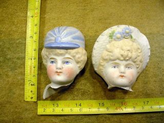 2 X Excavated Vintage Victorian Painted Bisque Doll Head Hertwig Age 1860 12965