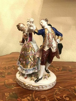 Antique German Dresden Porcelain Figurine Figure Couple Dancing