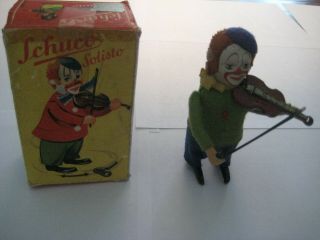 Antique Schuco Us Zone German Wind Up Clown Violinist