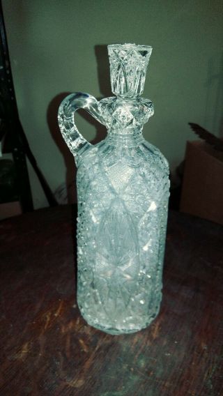 Vintage Heavy Cut Crystal Glass Decanter Wine,  Liquor Carafe With Stopper