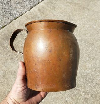 Antique 4 Copper Beer Mug Tankard Tavern Pitcher Handmade Aafa Primitive Decor