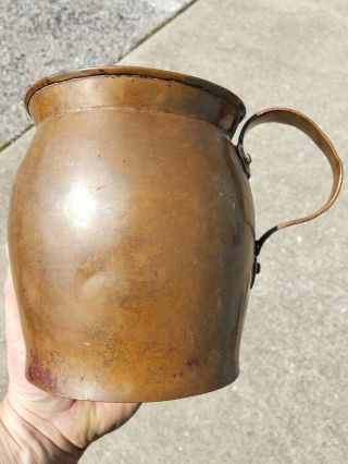 Antique 4 Copper Beer Mug Tankard Tavern Pitcher Handmade AAFA Primitive Decor 4