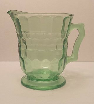 Vintage Hazel Atlas Green Depression Glass Pitcher Retro Kitchenware Antique