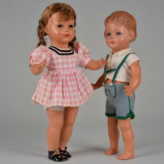 Vintage Celluloid Boy And Hard Plastic Girl