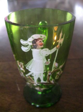 MARY GREGORY ATQ SET OF 6 EMERALD GREEN GLASSES/GOBLETS HP ELIZABETAN MEN 2