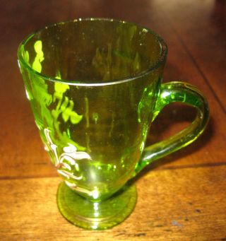 MARY GREGORY ATQ SET OF 6 EMERALD GREEN GLASSES/GOBLETS HP ELIZABETAN MEN 3