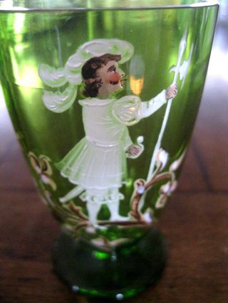 MARY GREGORY ATQ SET OF 6 EMERALD GREEN GLASSES/GOBLETS HP ELIZABETAN MEN 7