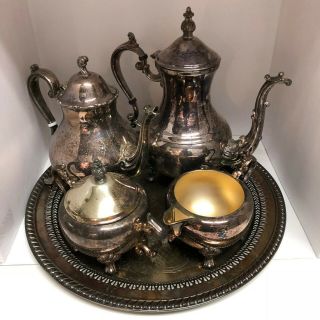 Antique Vintage 1883 F.  B.  Rogers 5 Piece Silver Plated Coffee/tea Set