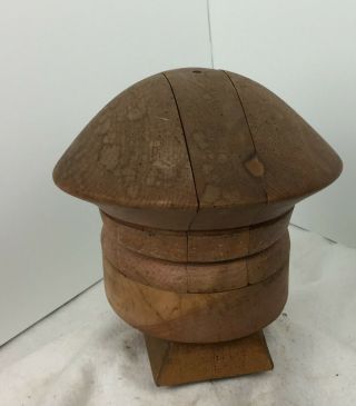 Antique Hat Block Mold Form Beret Small 4 Piece Puzzle 2