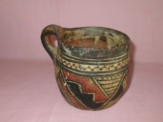 Ancient African Pre Columbian Pottery Redware Earthenware Polychrome Pot Vase
