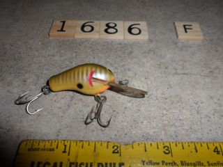 T1686 F Vintage Bagley Deep Honey B Fishing Lure Early Brass Hangers 2