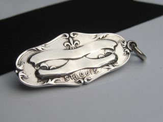 Antique Art Deco Emboss Sterling Silver St.  Louis Missouri Key Fob Charm Pendant