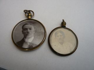 2 X ANTIQUE VICTORIAN OLD ROLLED GOLD NECKLACE PENDANT PHOTO PICTURE LOCKET 2