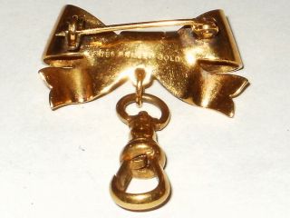 ANTIQUE EDWARDIAN 9CT ROLLED GOLD FOB BROOCH WITH HANGING DOG CLIP,  W.  B.  S. 2