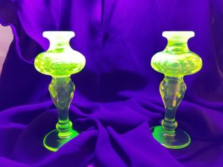 Antique Uranium / Vaseline Glass Par - fum Bottles 4