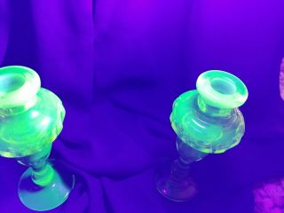 Antique Uranium / Vaseline Glass Par - fum Bottles 7