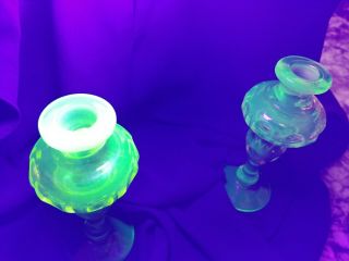 Antique Uranium / Vaseline Glass Par - fum Bottles 8