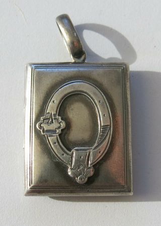 Antique Victorian Sterling Silver Picture Locket Pendant W/ Belt & Buckle Motif
