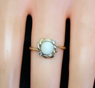 Antique Estate 14k Gold Natural Pearl & Diamond Accent Ring Size 6.  5 Not Scrap